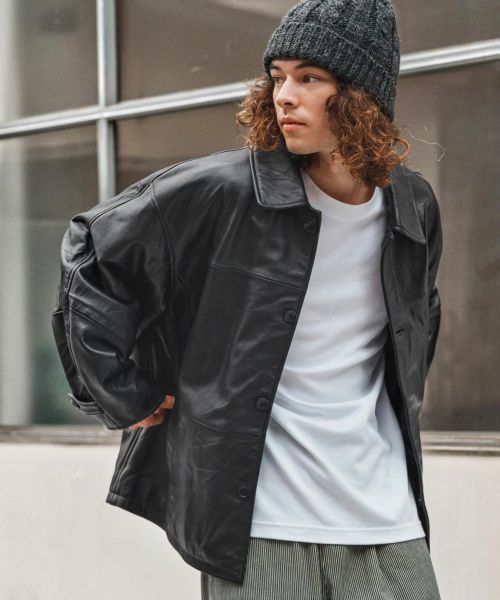 【CAMBIO(カンビオ)】【予約販売9月末～10月上旬入荷】Oversized Re Product Leather Classical Jacket ジャケット(AI-252-007)