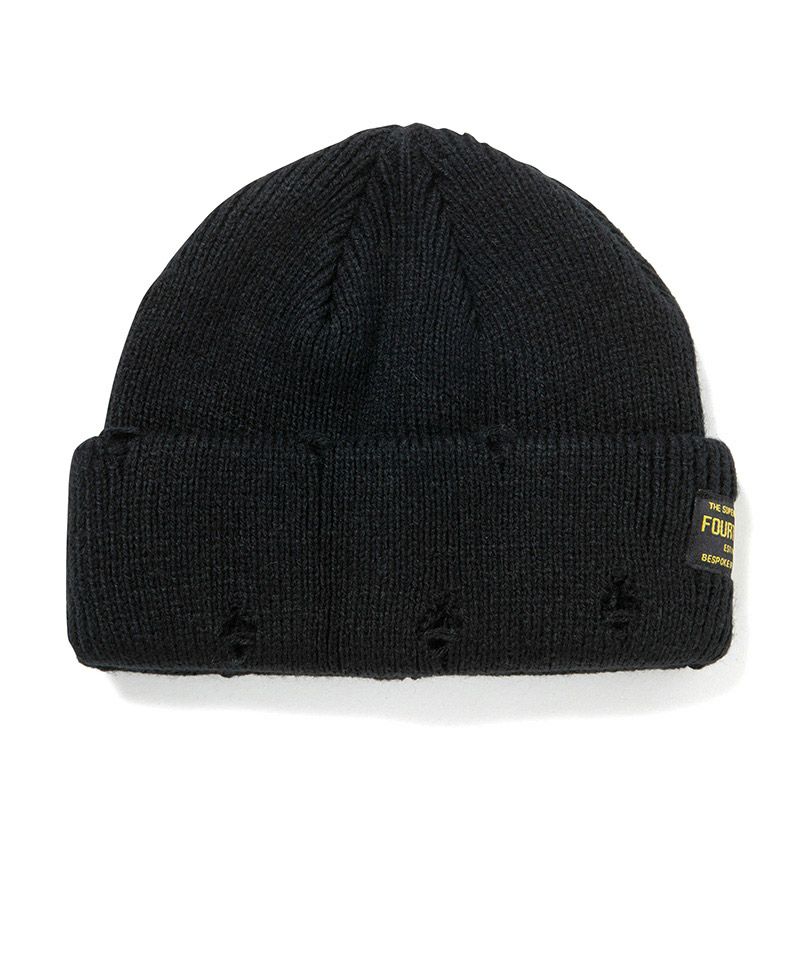 430(フォーサーティ)】DAMAGE BEANIE ビーニー ニット帽(25-170