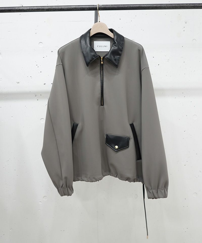 CULLNI 25AW レザージャケット CULLNI(クルニ)】Faux Leather Layerd Collar Zip Up Jacket ジップ