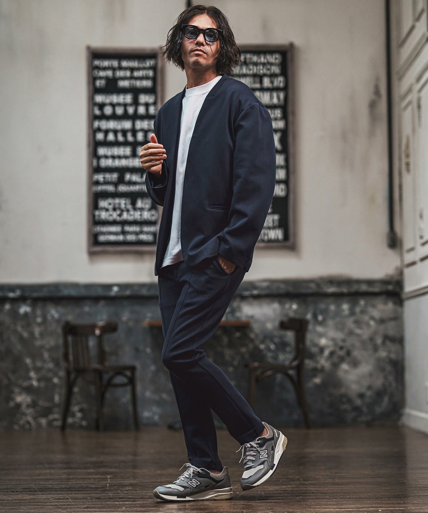 CAMBIO(カンビオ)】リラックスポンチノーカラージャケット(CMB-R0176