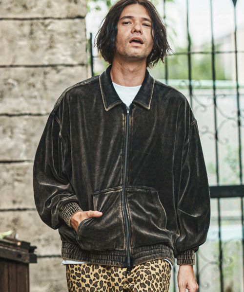 とろちゃん CAMBIO(カンビオ)】エイジング加工ベロアスイングトップブルゾン