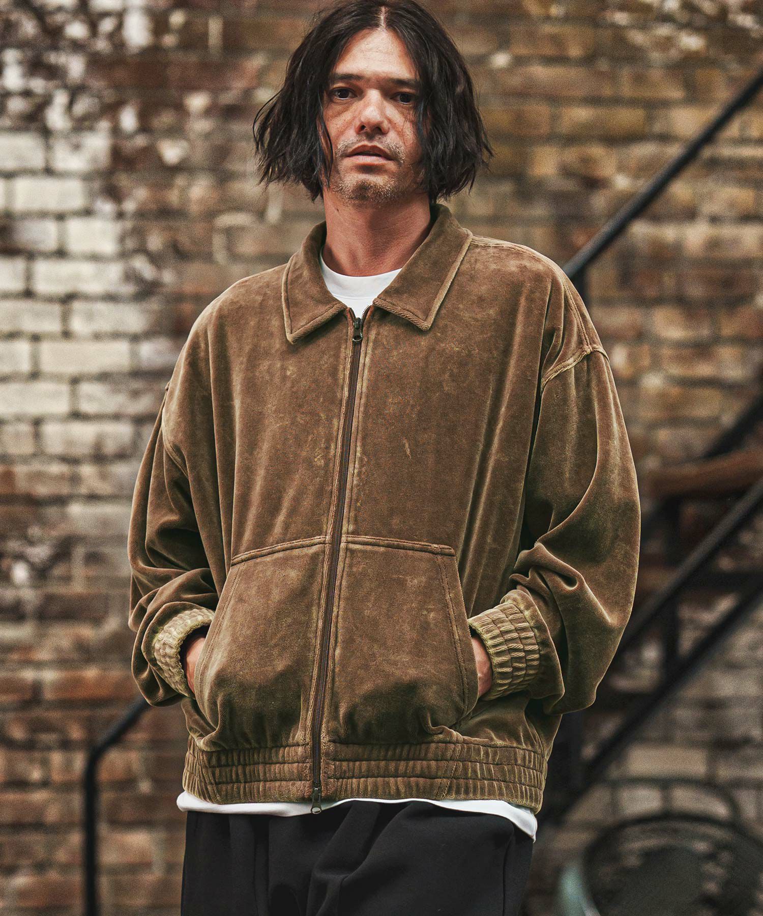 CAMBIO(カンビオ)】エイジング加工ベロアスイングトップブルゾン