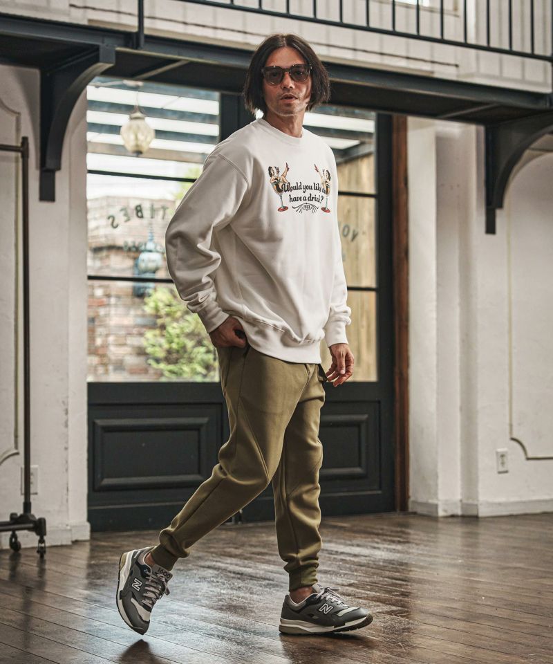 CAMBIO(カンビオ)】アシメ異素材切り替えダンボールスウェットパンツ