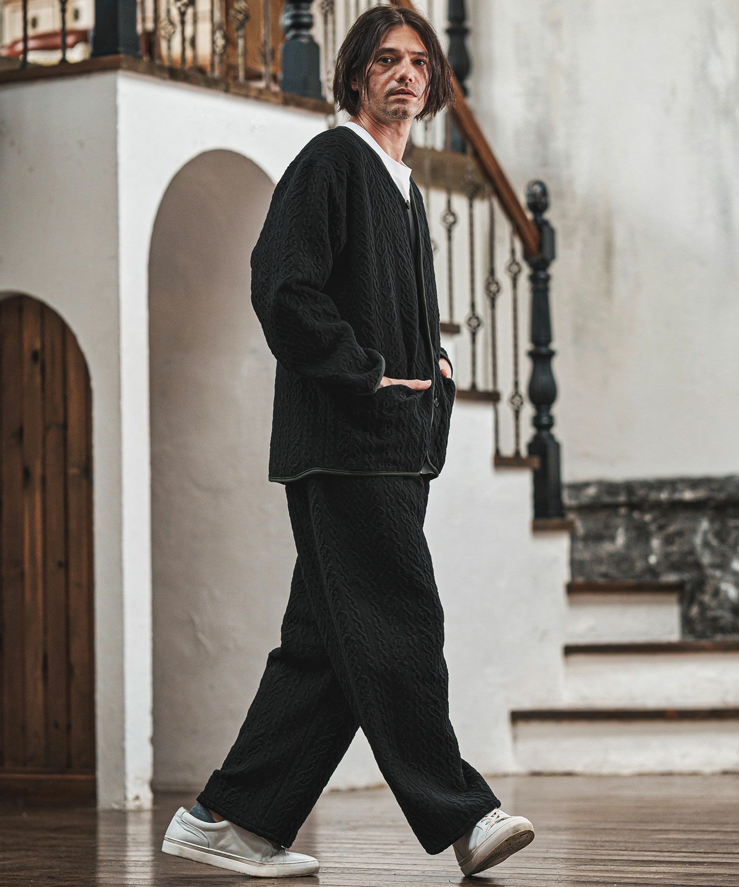 CAMBIO(カンビオ)】ストレッチケーブルキルティングバルーンイージー