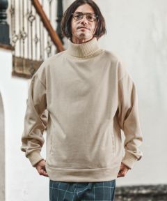 はた　2点セット　ジョン　カットアウトタートルネックトップス CAMBIO(カンビオ)】裏フリーススウェードポンチリブタートルネック