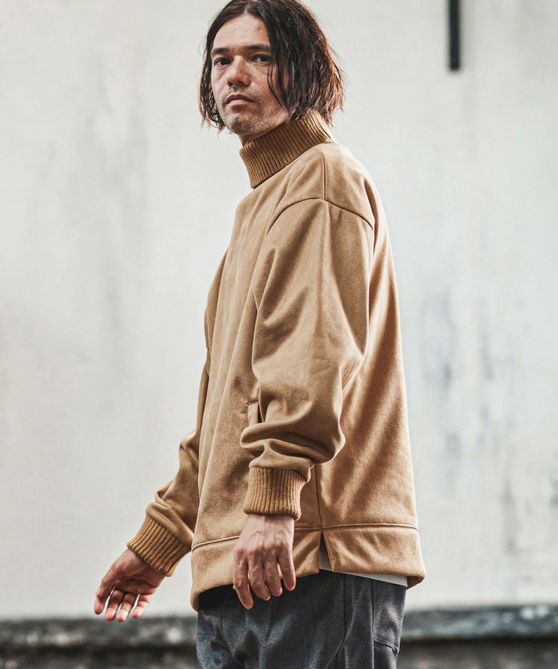 CAMBIO(カンビオ)】裏フリーススウェードポンチリブタートルネック