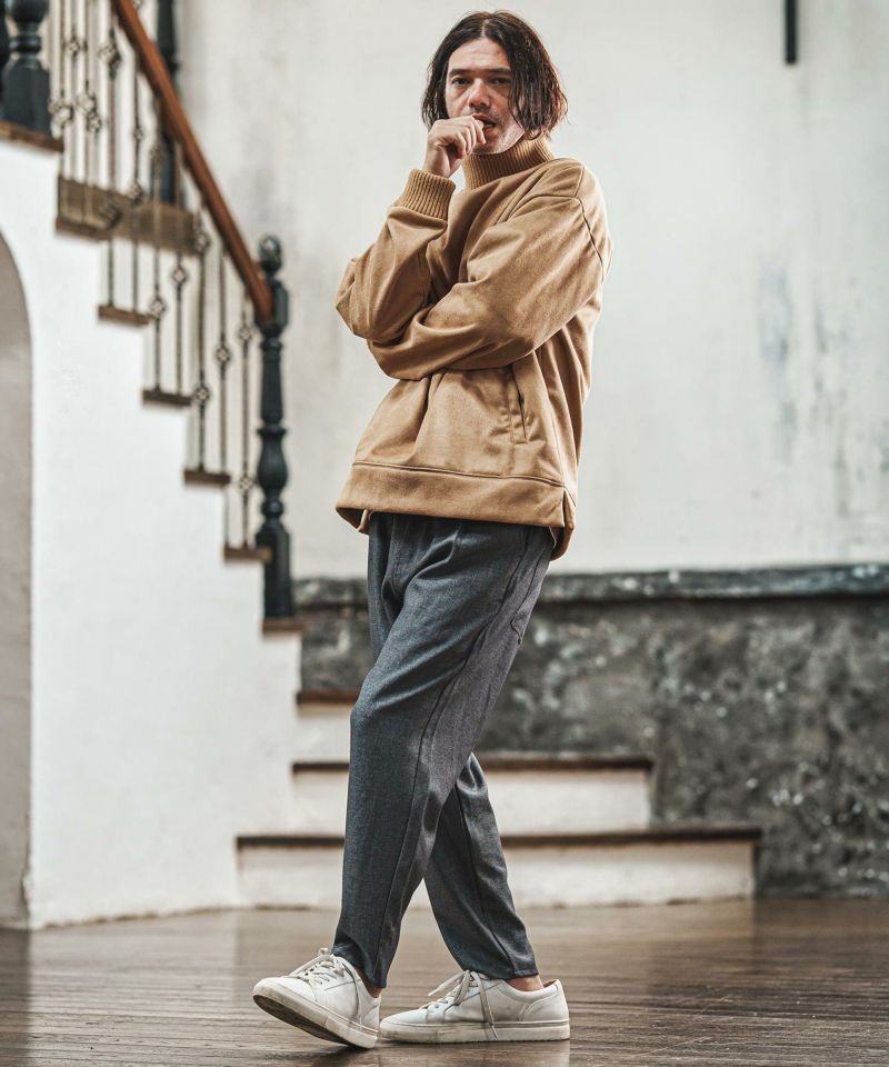 CAMBIO(カンビオ)】裏フリーススウェードポンチリブタートルネック