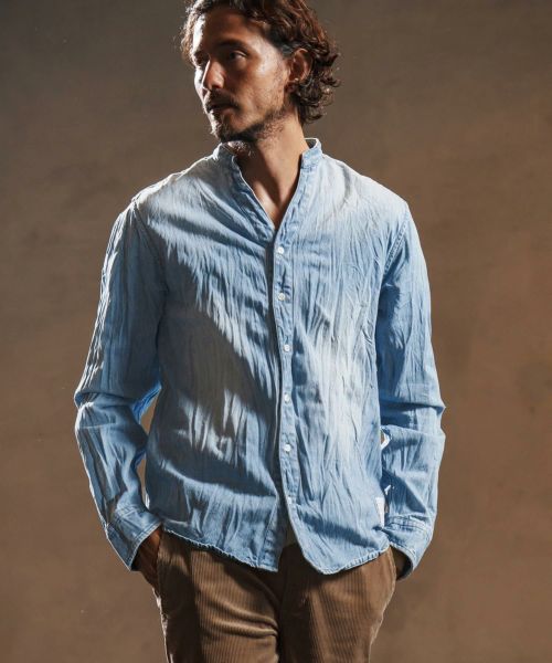 【wjk reluxe】【予約販売10月下旬～11月上旬入荷】wrinkle band collar denim shirts デニムシャツ(WR25W-14)