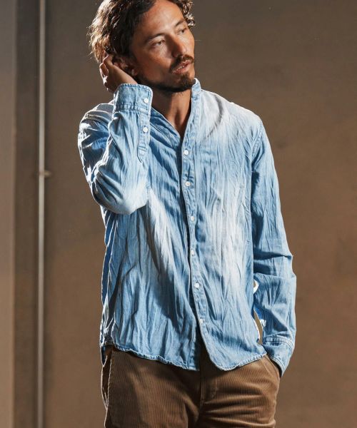 wjk reluxe】denim hook skipper shirt デニムシャツ(WR-242-1-018