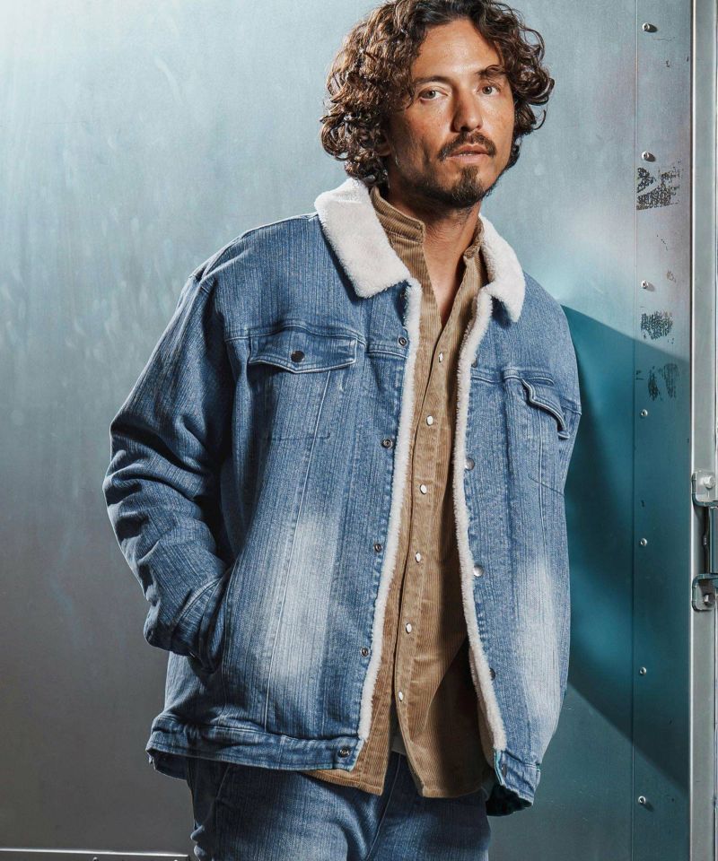 wjk ファーデニムジャケット　M　値下げ可能 wjk reluxe】used like boa denim jacket ボアデニムジャケット(WR25W