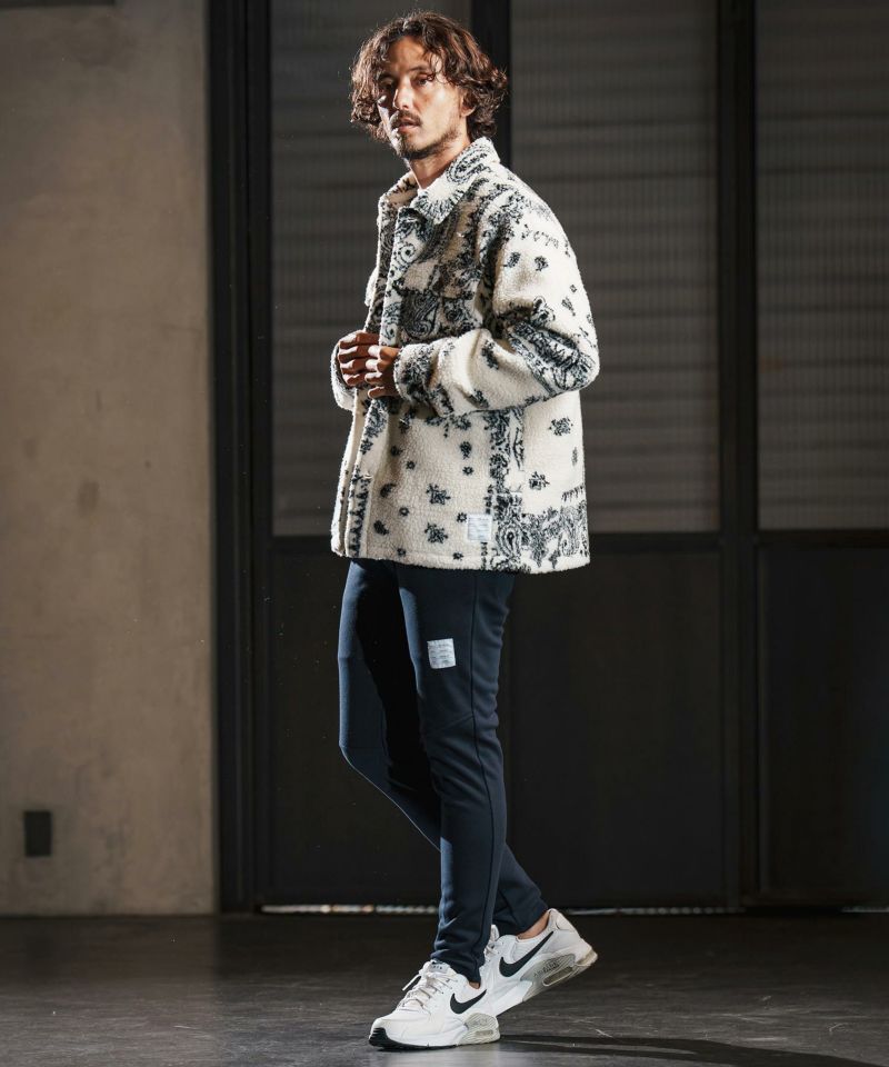 wjk reluxe】paisley pattern boa fleece CPO jacket ボアフリース