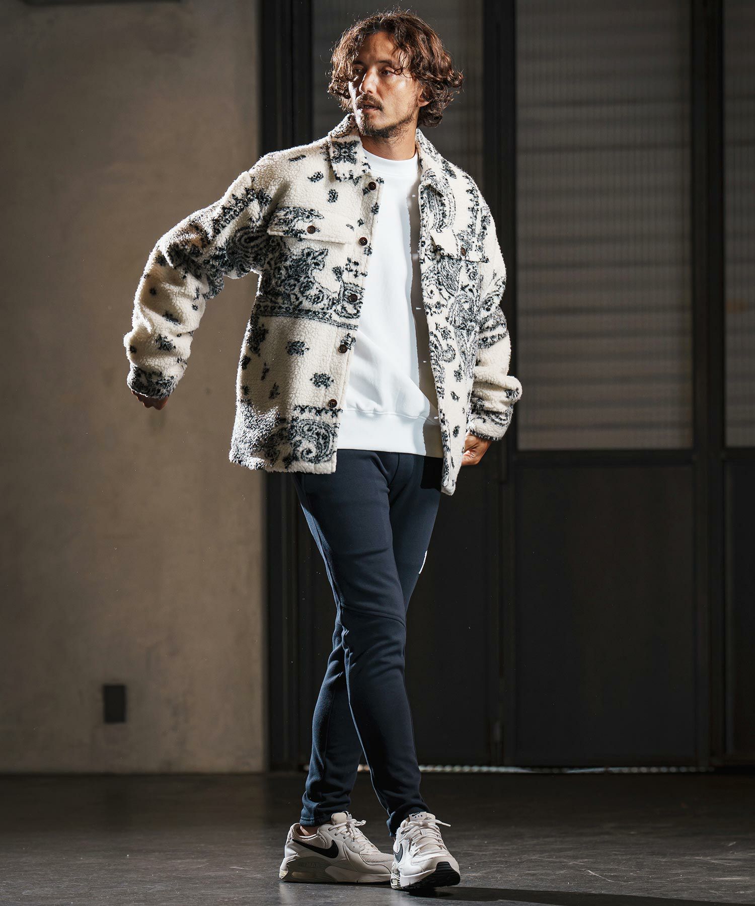 wjk reluxe】paisley pattern boa fleece CPO jacket ボアフリース