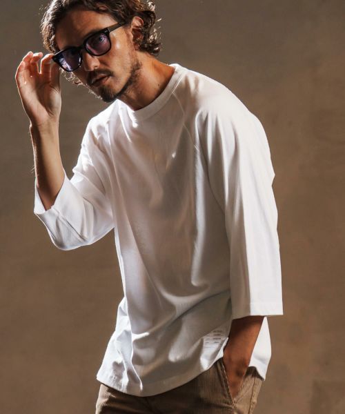 【wjk reluxe】open end yarn half sleeve cut sew ハーフスリーブカットソー(WR25W-28)