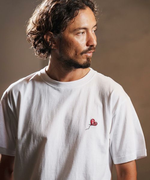 【wjk reluxe】【予約販売8月中旬～下旬入荷】heart balloon embroidery short sleeve cut sew Tシャツ(WR25W-32)