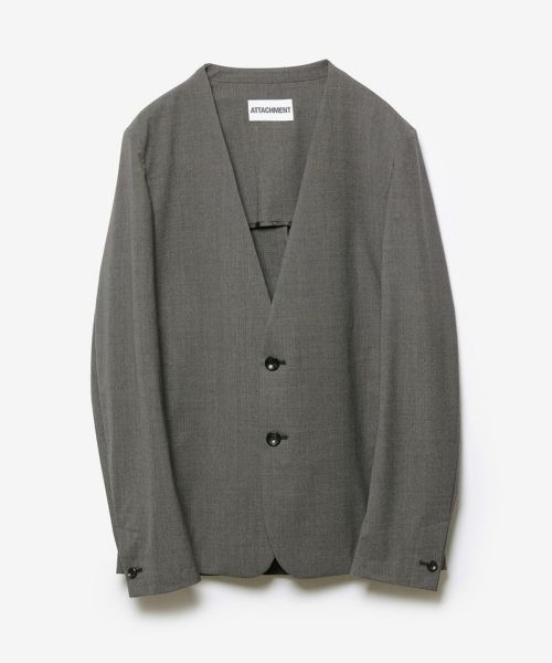 【ATTACHMENT(アタッチメント)】【予約販売3月入荷予定】 WO-TA STRETCH TRO COLLARLESS JKT　カラーレスジャケット(AG61-065)