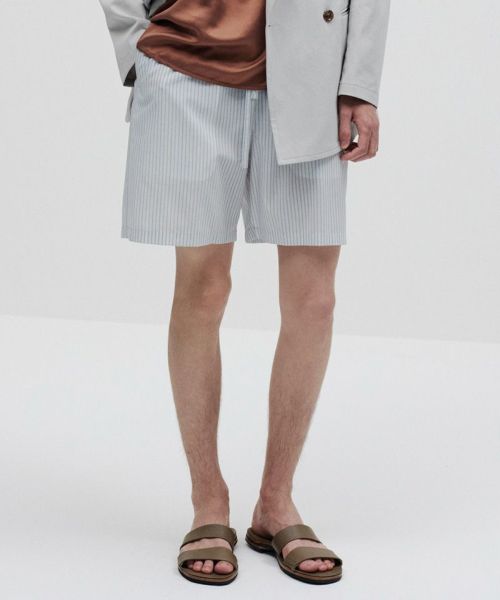 【ATTACHMENT(アタッチメント)】【予約販売3月入荷予定】 WO-PE STRIPE EASY SHORTS イージーショートパンツ(AP61-062)