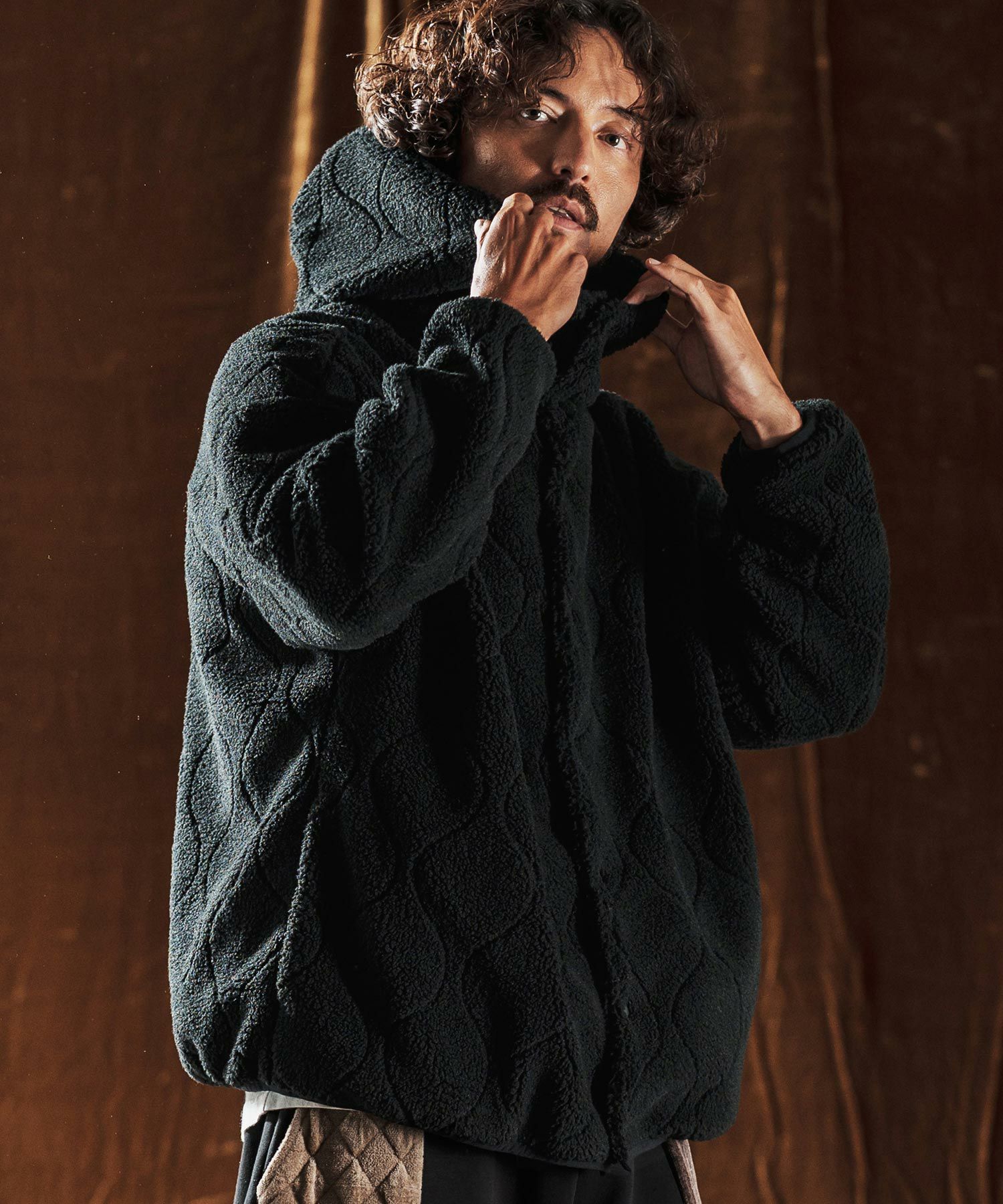 ANGENEHM(アンゲネーム)】Boa Quilt Hoodie ボアキルティングブルゾン