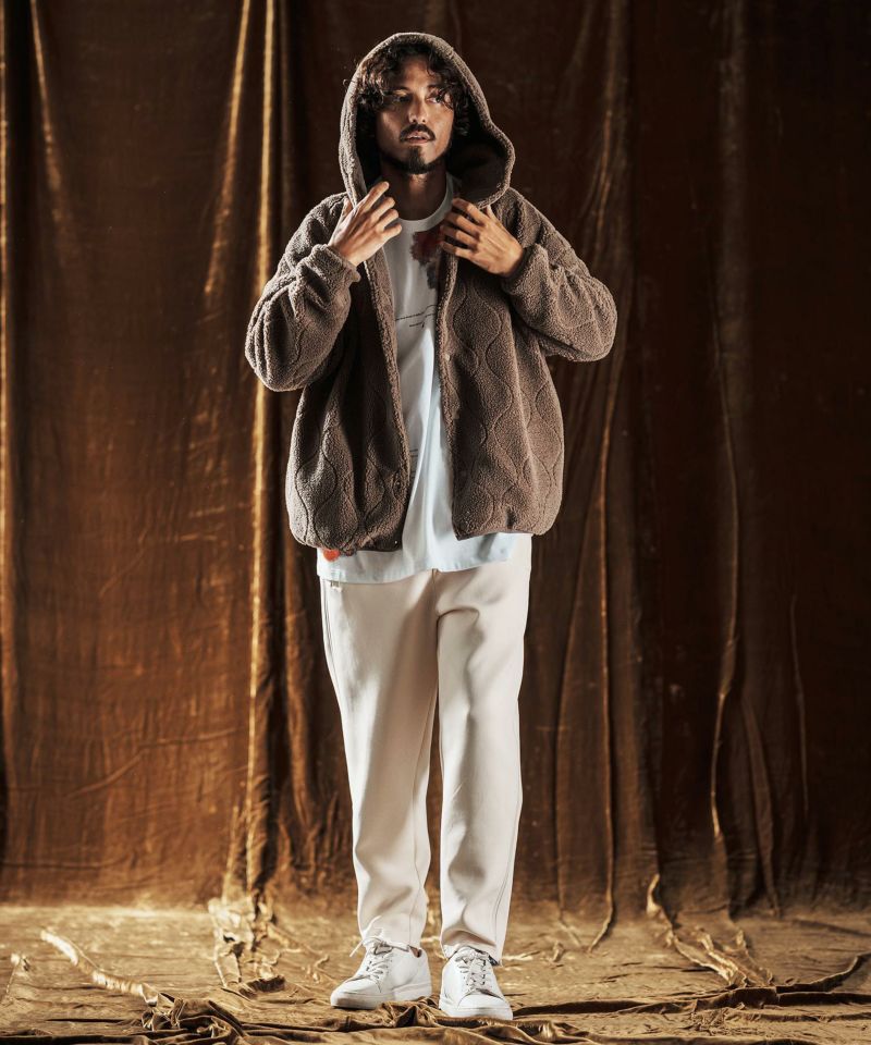 ANGENEHM(アンゲネーム)】Boa Quilt Hoodie ボアキルティングブルゾン