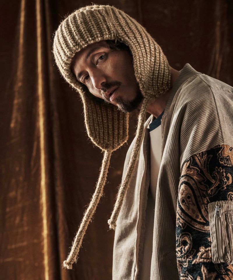 aeae EARFLAP BEANIE チャコール ビーニー ドット aeae EARFLAP BEANIE チャコール ビーニー ドット グレー OUTLET
