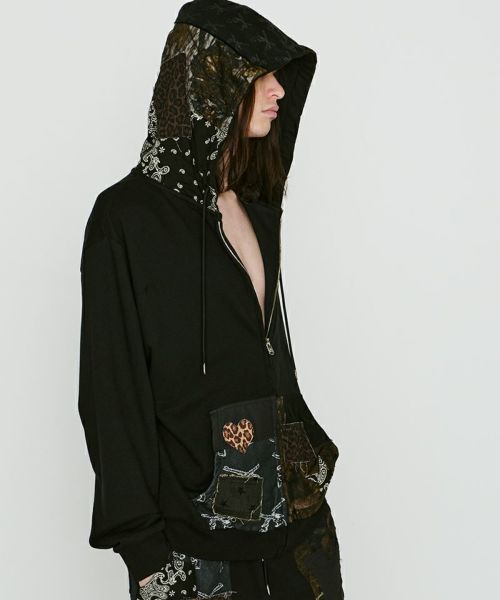【roarguns(ロアーガンズ)】【予約販売4月中旬～下旬入荷】 PATCH WORK HOODIE ジップパーカー(26SGB-09)