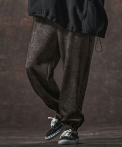 1255Jihnuncジーヌンク　チェーン柄プリントジョガーパンツ　総柄さらさら 1255Jihnuncジーヌンク チェーン柄プリントジョガーパンツ 総柄