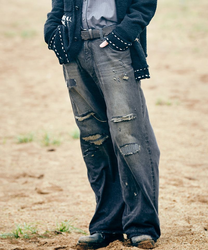 【glamb】グラム Leon rib denim-レオンリブデニム サイズ2 glamb】グラム Leon rib denim-レオンリブデニム サイズ2 - パンツ