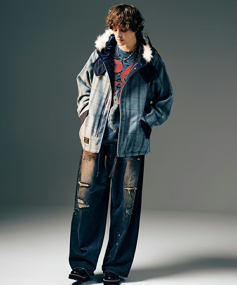 glamb デニム ハイネックモッズコート Lサイズ 定価¥49.500 glamb（グラム）の「Denim High Neck Mods Coat / デニム