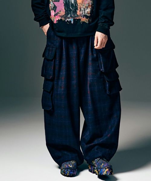 glamb(グラム)】Glen Check Tuck Pants グレンチェックタックパンツ