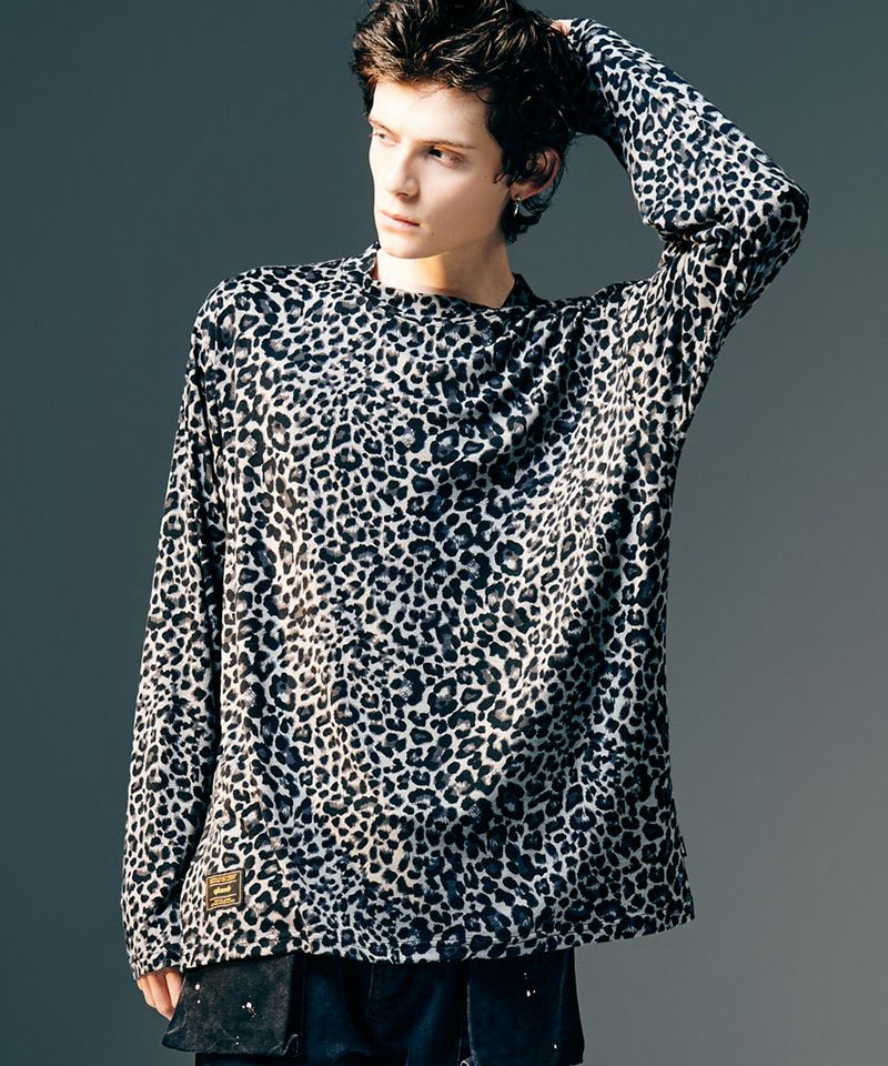 glamb(グラム)】Leopard Mock Neck Cutsew レオパードモックネック