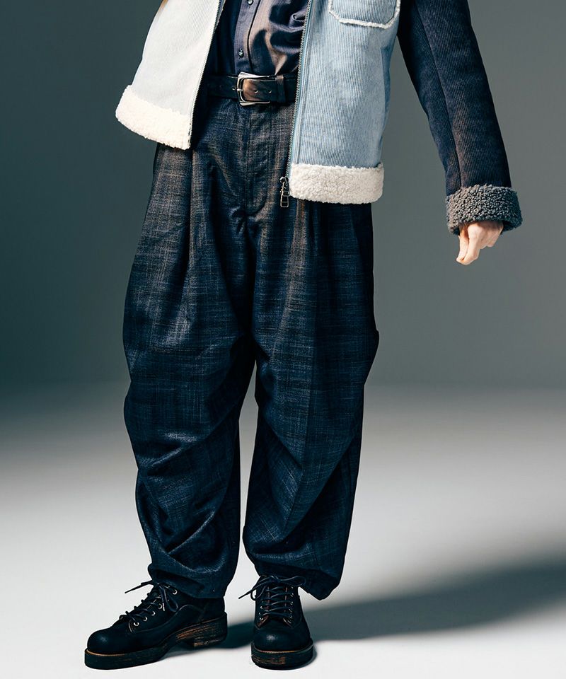 glamb(グラム)】Glen Check Tuck Pants グレンチェックタックパンツ