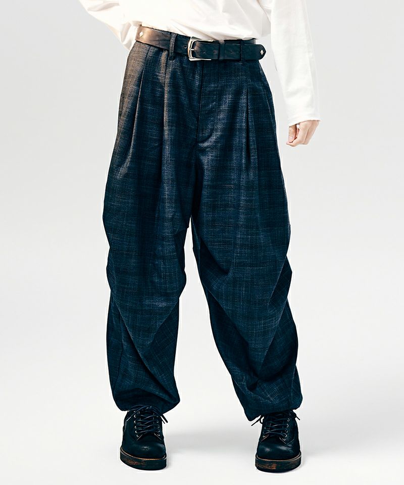 glamb(グラム)】Glen Check Tuck Pants グレンチェックタックパンツ