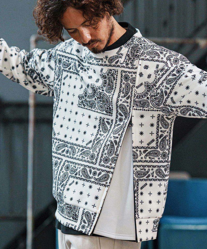 felkod(フィルコッド)】Bandana Cardboard Knit Zip Accent Pullover