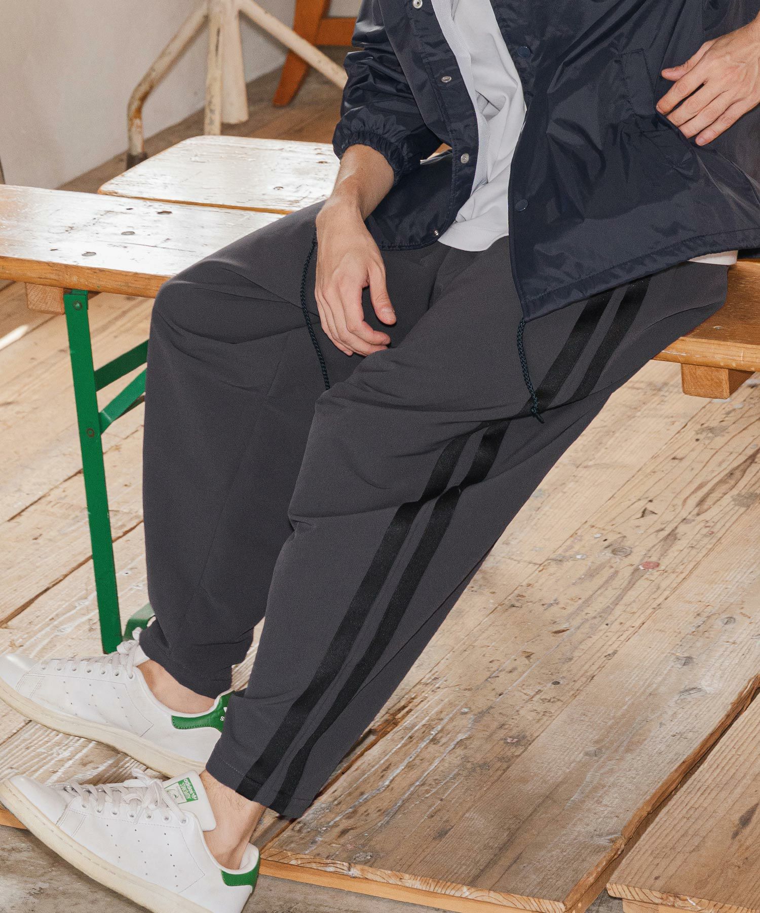 CAMBIO(カンビオ)】コットンリネンストライプバルーンパンツ(CMB-R0152