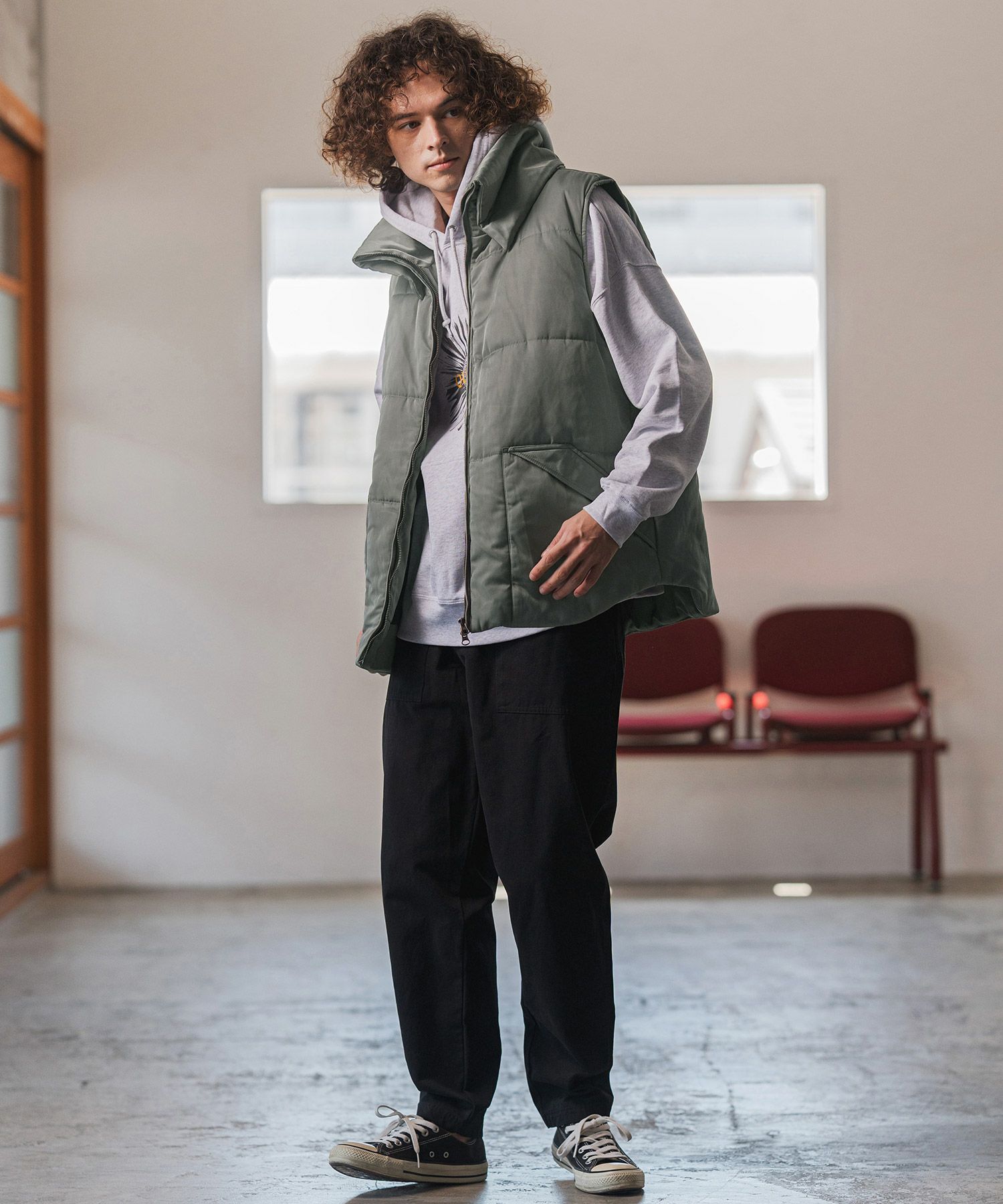 CAMBIO(カンビオ)】ターンバックハイネック中綿ベスト(BP-BEA0072