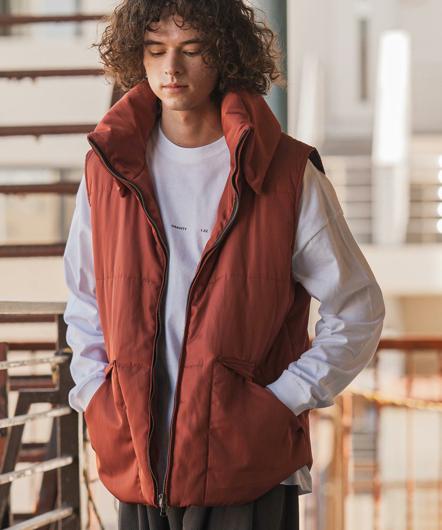 CAMBIO(カンビオ)】ターンバックハイネック中綿ベスト(BP-BEA0072