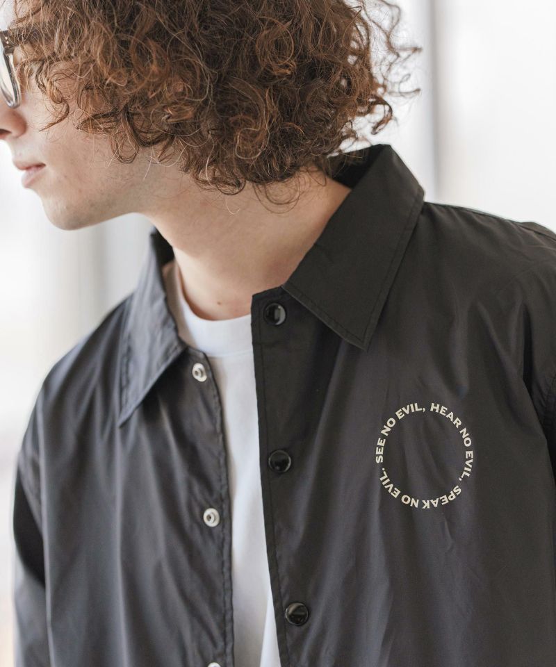 モンキーくん  The BONEZ コーチジャケット ブラック S CAMBIO(カンビオ)】プリントコーチジャケット_Three wise monkeys(CASD