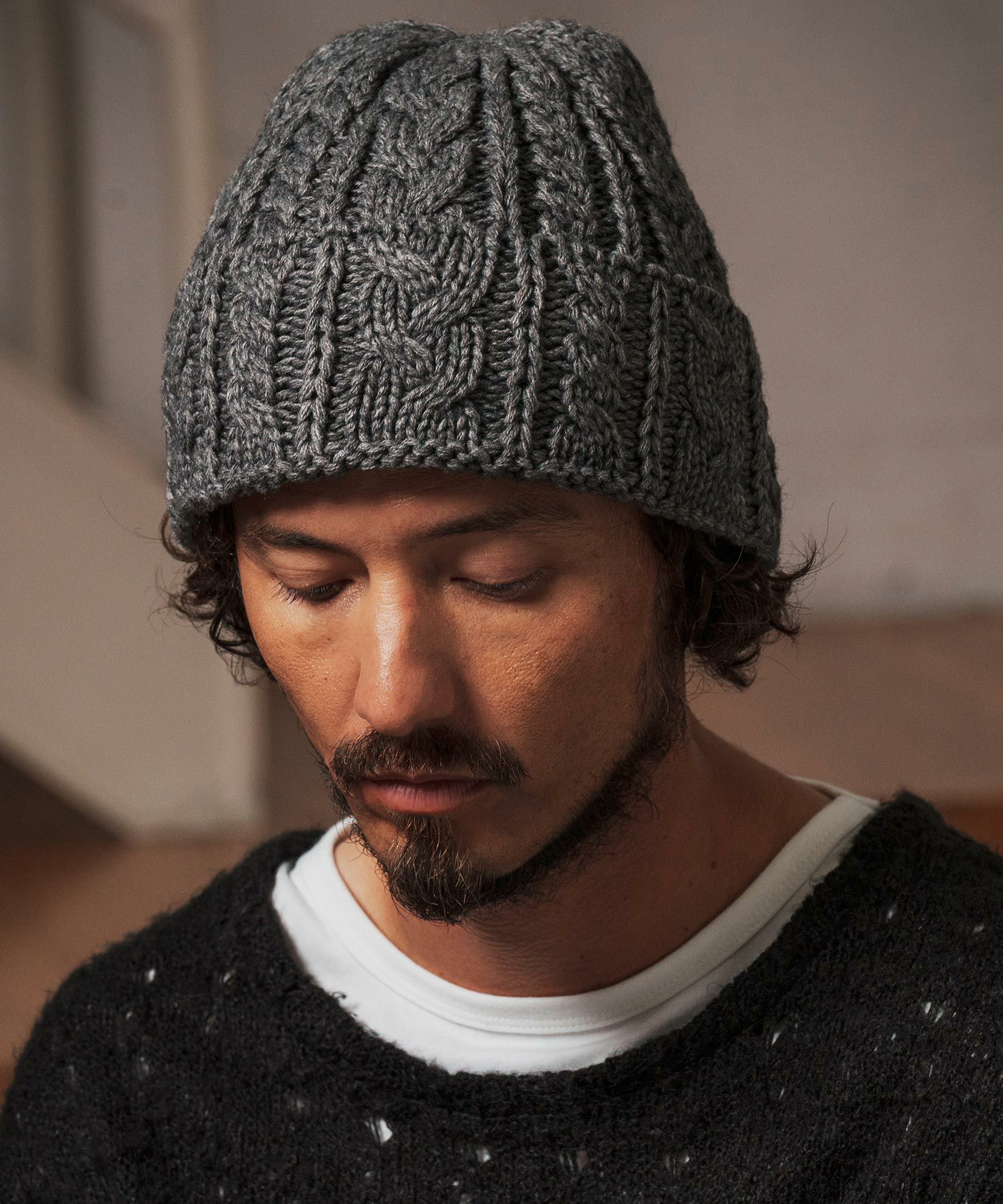 CAMBIO(カンビオ)】 Wool Blend Cable Watch ニット帽(OP-252-BO016