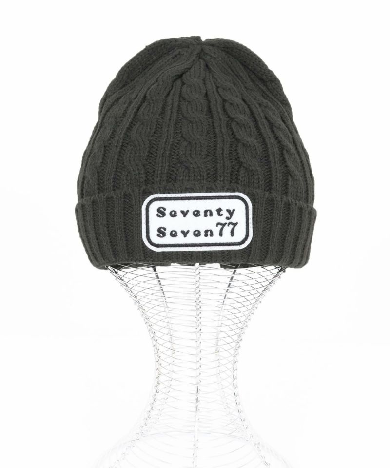 seventy seven(セブンティセブン)】cable knit cap(logo patch) ニット