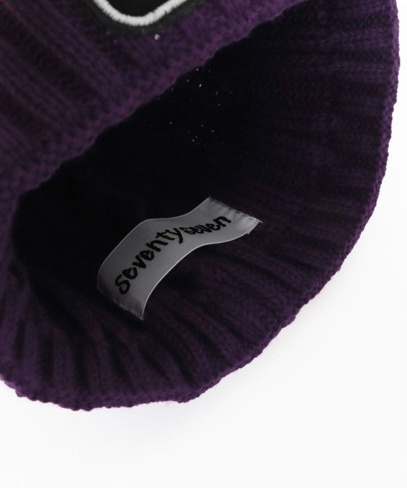 seventy seven(セブンティセブン)】cable knit cap(logo patch) ニット