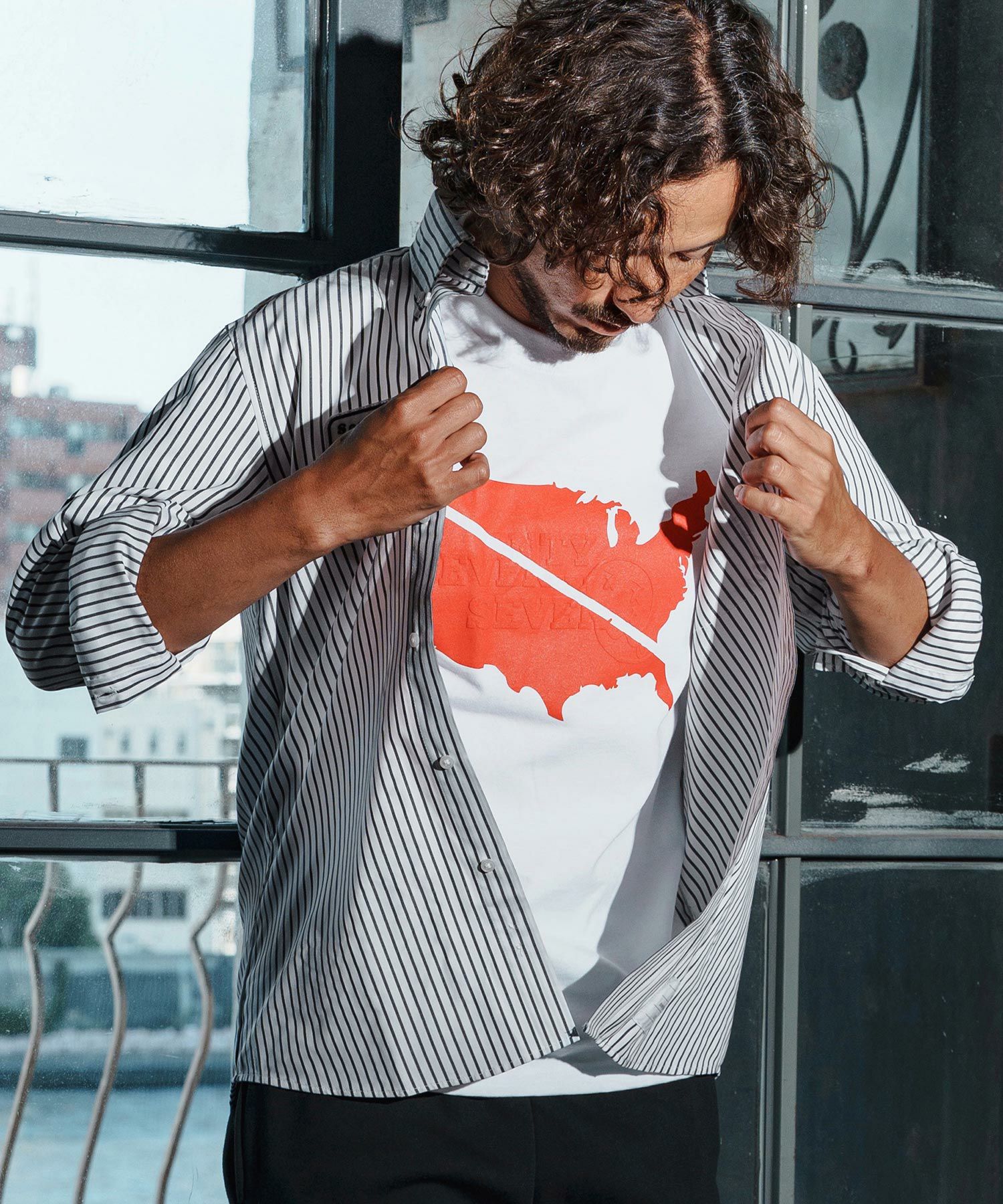 seventy seven(セブンティセブン)】stripe L-S shirt(25W) ストライプ