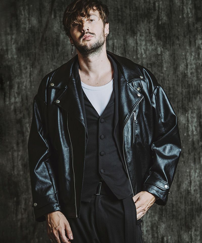 NO ID.(ノーアイディー)】 ｼﾝｾﾃｨｯｸﾚｻﾞｰBIGﾗｲﾀﾞｰｽJKT ジャケット(857006