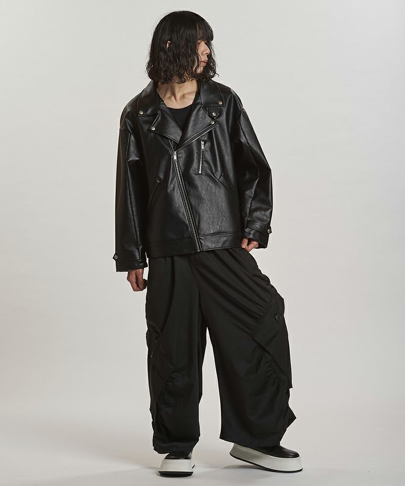 30%OFF【NO ID.(ノーアイディー)】 ｼﾝｾﾃｨｯｸﾚｻﾞｰBIGﾗｲﾀﾞｰｽJKT