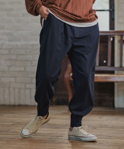 CAMBIO(カンビオ)】 裾裏リブ使いテーパードデニムパンツ(HLCM0163