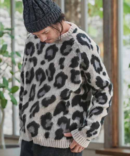【CAMBIO(カンビオ)】【予約販売10月中旬～下旬入荷】Leopard Short Shaggy Crew Neck Knit Pullover ニット(CMP-252-009)