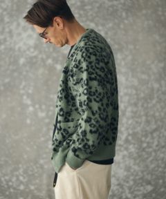 monkey time レオパード モヘアカーディガン size L monkey time＞ レオパード ブラッシュド モヘヤ カーディガン