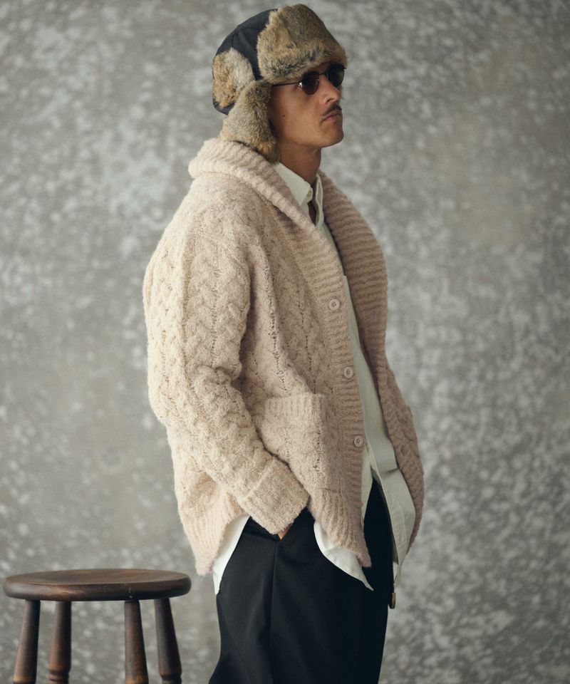 THEOREM(セオレム)】Loop Yarn Cable Knit Shawl Cardigan ショール