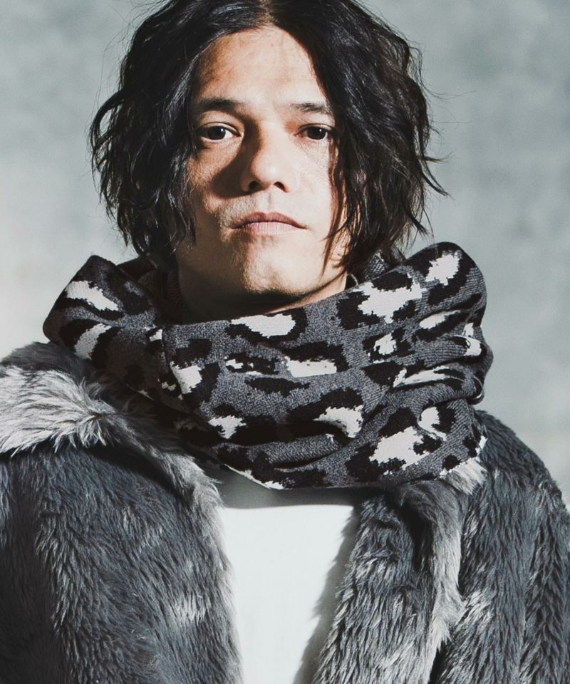 GLIMCLAP(グリムクラップ)】Illusionism Leopard Pattern Knit snood