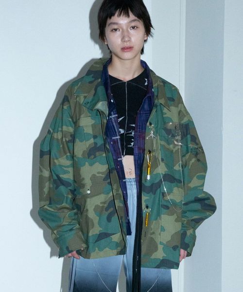 【BODYSONG.(ボディソング)】【予約販売4月下旬～5月上旬入荷】PIGMENT-DYED CAMO JACKET カモフラージュジャケット(BS260407)
