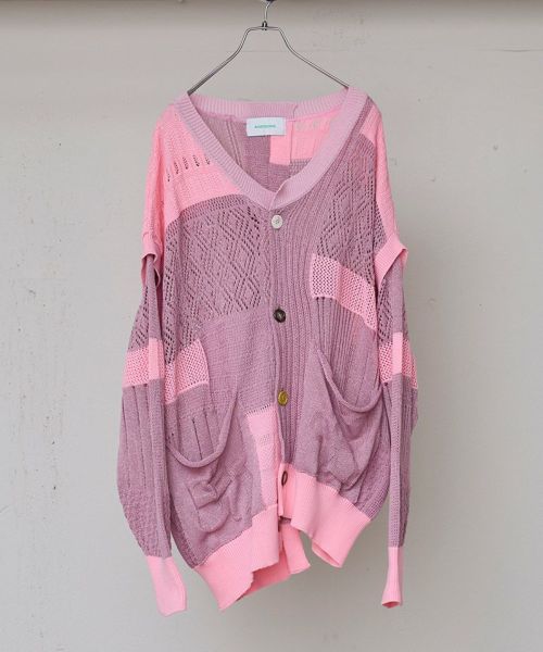 【BODYSONG.(ボディソング)】【予約販売4月下旬～5月上旬入荷】MIXED-KNIT CARDIGAN_REFLECTIVE RIB ニットカーディガン(BS260304)