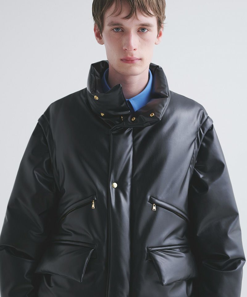 50%OFF【CULLNI(クルニ)】Faux Leather Removable Sleeve Down Jacket